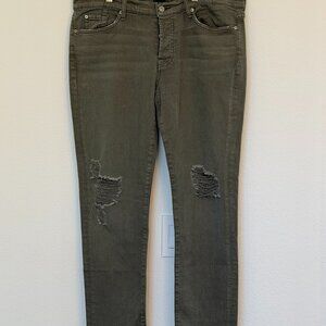 7 For All Mankind  Distressed Military Green Jeans - Women Size 32
